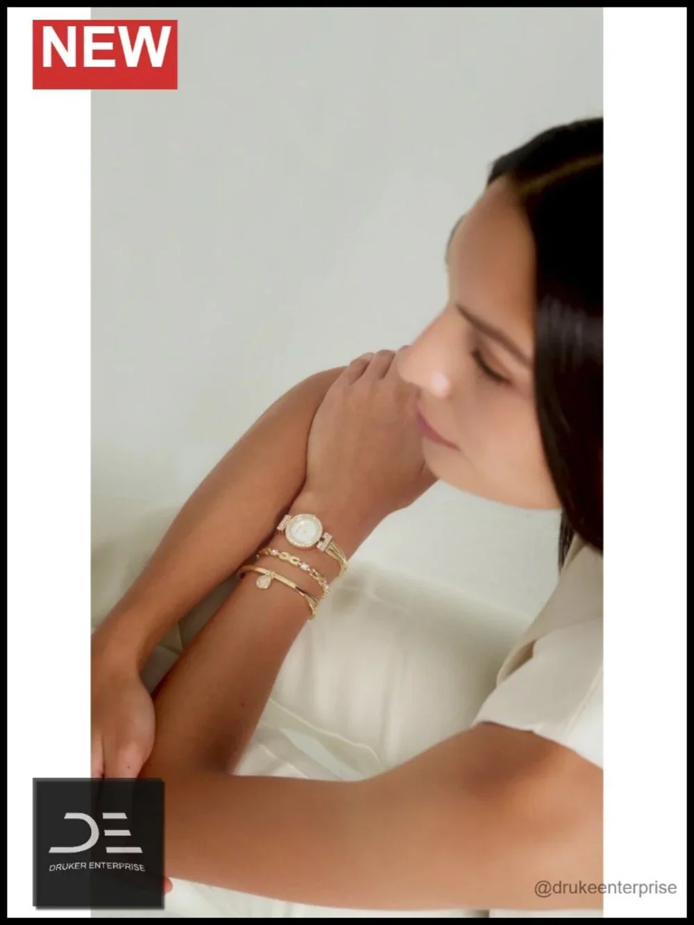 Premium Crystal Accented Bangle Watch and Bracelet Set